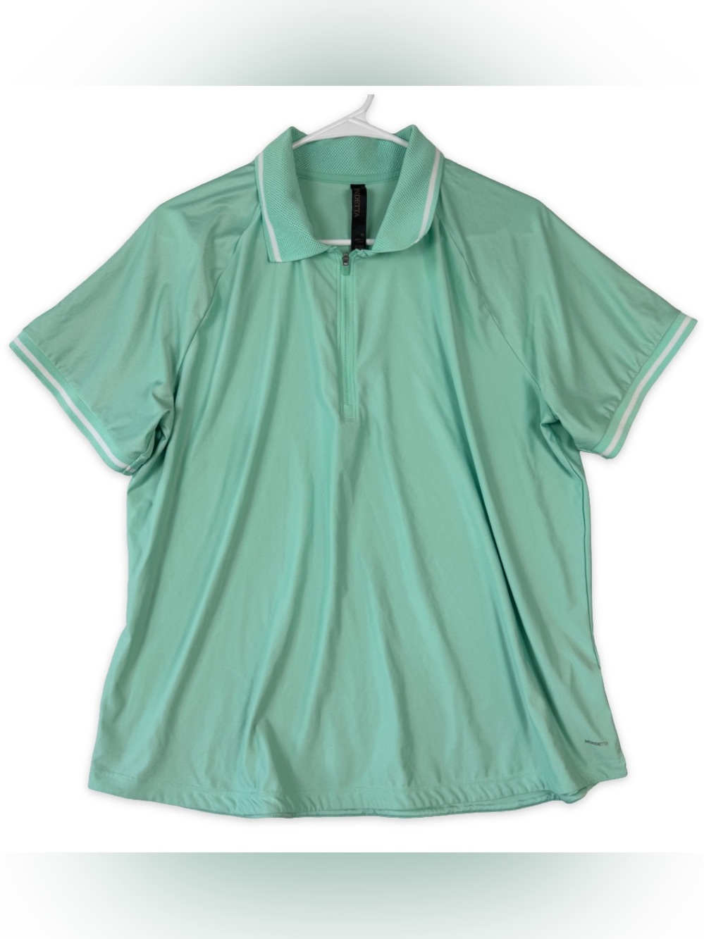 Mondetta Quarter Zip Polo Shirt Womens XL Seafoam Green Short Sleeve Stretch